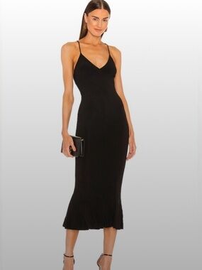 x REVOLVE Slip Fishtail Dress in Black Norma Kamali